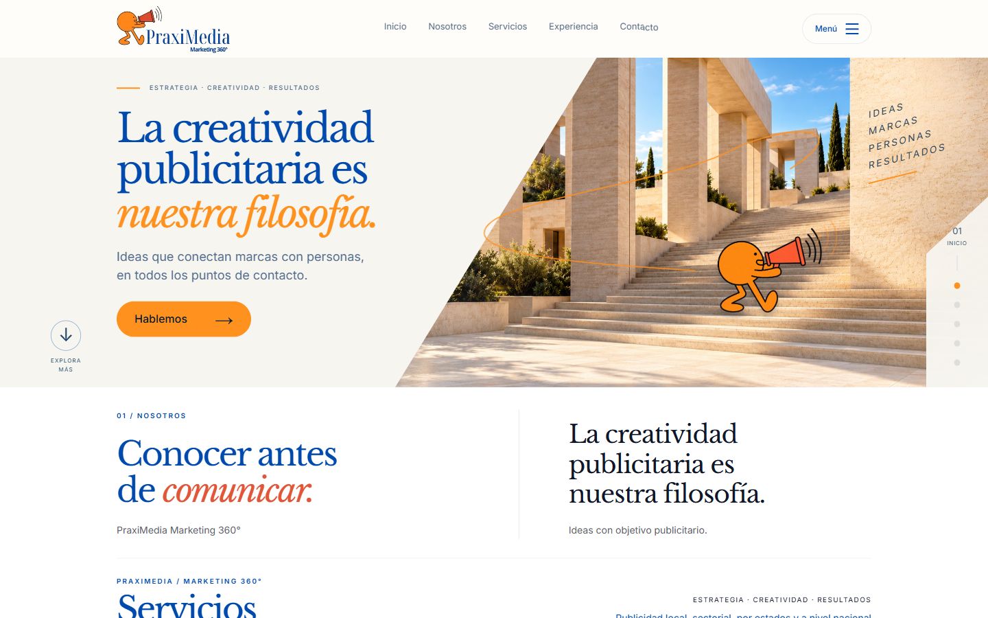 Página de inicio de PraxiMedia Marketing 360°